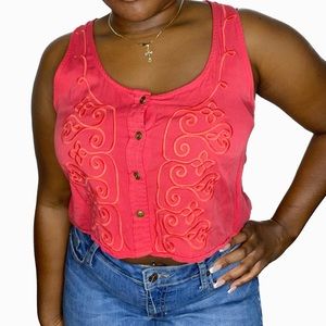 FREE TO FLY Button Down Crop Top